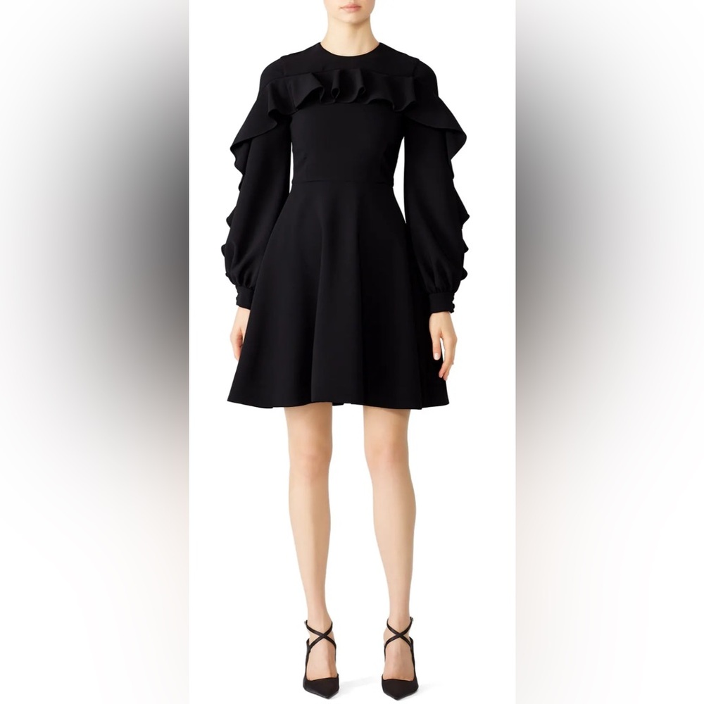 Christian Siriano Black Front Ruffle Dress